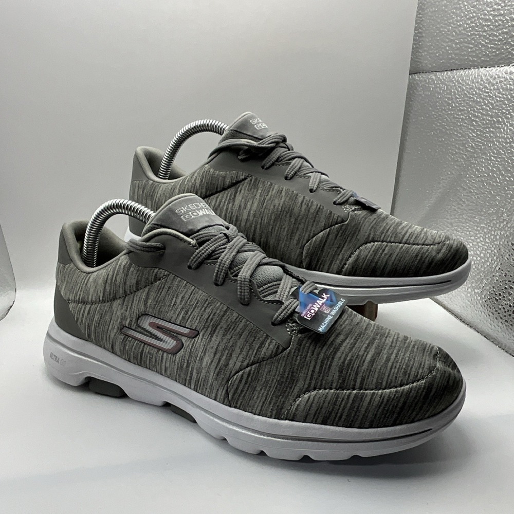 SKECHERS GO WALK 5 Breathable Men's Sneaker Gray Low Top Lace Up SIze 9 SN 15905